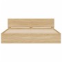 Sonoma oak bed frame with headboard and LED lights 200x200 cm by , Beds and slatted bases - Ref: Foro24-3207583, Price: 194,9...