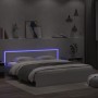 Bed frame with headboard and white LED lights 200x200 cm by , Beds and slatted bases - Ref: Foro24-3207581, Price: 203,05 €, ...