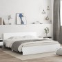 Bed frame with headboard and white LED lights 200x200 cm by , Beds and slatted bases - Ref: Foro24-3207581, Price: 203,05 €, ...