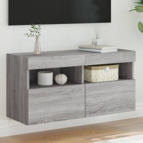 Wall-mounted TV cabinet with LED lights Sonoma gray 80x30x40 cm by , TV Furniture - Ref: Foro24-837207, Price: 59,91 €, Disco...