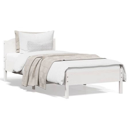 White pine wood bed frame with headboard 90x200 cm by , Beds and slatted bases - Ref: Foro24-842619, Price: 93,99 €, Discount: %