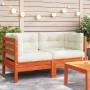 Garden corner sofas and cushions 2 pcs wax brown pine wood by , Modular outdoor sofas - Ref: Foro24-838154, Price: 208,87 €, ...