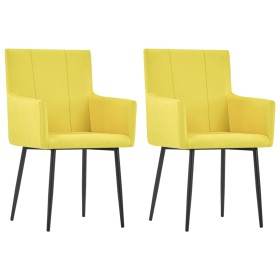 Dining chairs with armrests 2 units yellow fabric by vidaXL, dining chairs - Ref: Foro24-281847, Price: 149,89 €, Discount: %