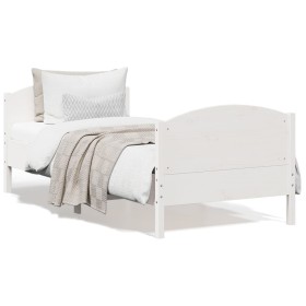 Estructura de cama con cabecero madera pino blanco 75x190 cm de , Camas y somieres - Ref: Foro24-842575, Precio: 98,32 €, Des...