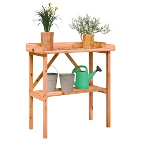 Plant table with brown fir wood shelf 78x38x82.5 cm by , Pot stands - Ref: Foro24-156350, Price: 48,32 €, Discount: %