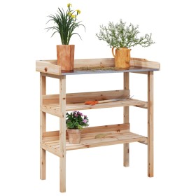 Plant table with shelves solid fir wood 78x38x82.5cm by , Pot stands - Ref: Foro24-156352, Price: 49,46 €, Discount: %