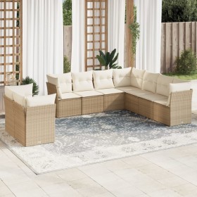 9-teiliges Gartensofa-Set mit beigen synthetischen Rattankissen von , Gartensets - Ref: Foro24-3217838, Preis: 755,99 €, Raba...