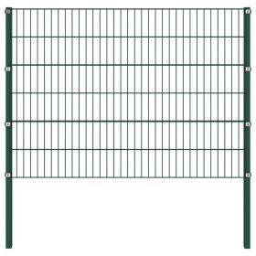 Panel de valla con postes hierro verde 1,7x1,2 m de vidaXL, Paneles de vallas - Ref: Foro24-144934, Precio: 102,99 €, Descuen...