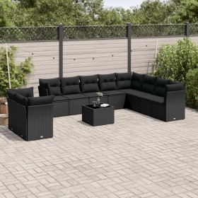 11-teilige Gartensofagarnitur und schwarze synthetische Rattankissen von , Gartensets - Ref: Foro24-3217865, Preis: 677,22 €,...