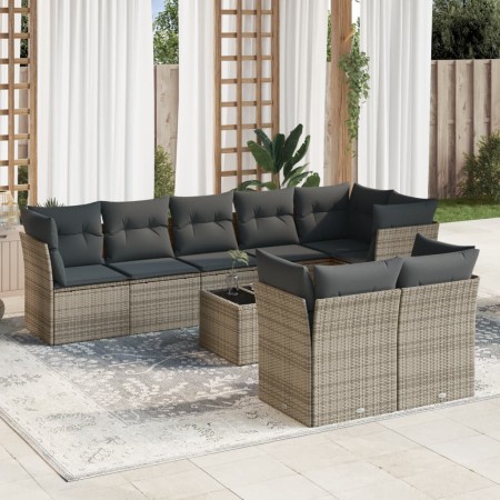 Set de muebles de jardín 9 pzas y cojines ratán sintético gris de , Conjuntos de jardín - Ref: Foro24-3217920, Precio: 612,33...