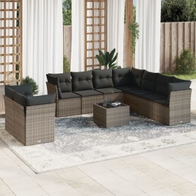 10-teiliges Gartensofa-Set mit grauen synthetischen Rattankissen von , Gartensets - Ref: Foro24-3217850, Preis: 661,74 €, Rab...