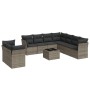 10-teiliges Gartensofa-Set mit grauen synthetischen Rattankissen von , Gartensets - Ref: Foro24-3217850, Preis: 676,05 €, Rab...