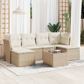 Set sofás de jardín 7 piezas y cojines ratán sintético beige de , Conjuntos de jardín - Ref: Foro24-3218018, Precio: 474,21 €...