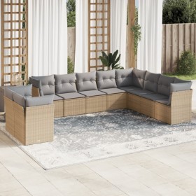 Gartensofa-Set mit beigen Kissen, 10-teilig, synthetisches Rattan von , Gartensets - Ref: Foro24-3217859, Preis: 662,34 €, Ra...