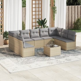 Gartensofa-Set mit beigen Kissen, 10-teilig, synthetisches Rattan von , Gartensets - Ref: Foro24-3218079, Preis: 646,88 €, Ra...