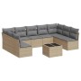 Gartensofa-Set mit beigen Kissen, 10-teilig, synthetisches Rattan von , Gartensets - Ref: Foro24-3218079, Preis: 646,88 €, Ra...