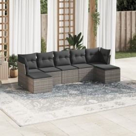 7-teiliges Gartensofa-Set mit grauen PE-Rattan-Kissen von , Gartensets - Ref: Foro24-3218030, Preis: 406,94 €, Rabatt: %