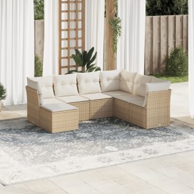 7-piece garden sofa set and beige synthetic rattan cushions by , Garden sets - Ref: Foro24-3217988, Price: 512,99 €, Discount: %