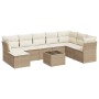 9-teiliges Gartensofa-Set mit beigen synthetischen Rattankissen von , Gartensets - Ref: Foro24-3218058, Preis: 694,99 €, Raba...