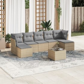 Gartensofa-Set mit beigen Kissen 8 Stück PE-Rattan von , Gartensets - Ref: Foro24-3218039, Preis: 489,99 €, Rabatt: %