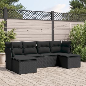 6-teiliges Gartensofa-Set und schwarze synthetische Rattankissen von , Gartensets - Ref: Foro24-3218005, Preis: 325,94 €, Rab...