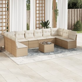 Set de sofás de jardín 11pzas con cojines ratán sintético beige de , Conjuntos de jardín - Ref: Foro24-3218098, Precio: 777,8...