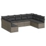 Set de muebles de jardín 9 pzas y cojines ratán sintético gris de , Conjuntos de jardín - Ref: Foro24-3218070, Precio: 528,99...