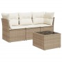 Gartensofa-Set mit Kissen, 4-teilig, beiges synthetisches Rattan von , Gartensets - Ref: Foro24-3217218, Preis: 308,83 €, Rab...