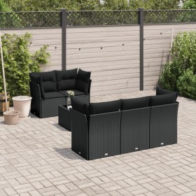 6-teiliges Gartensofa-Set und schwarze synthetische Rattankissen von , Gartensets - Ref: Foro24-3217245, Preis: 396,99 €, Rab...