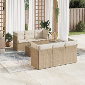 7-teiliges Gartensofa-Set und beigefarbene synthetische Rattankissen von , Gartensets - Ref: Foro24-3217258, Preis: 547,46 €,...