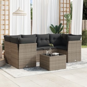 7-piece garden sofa set with gray PE rattan cushions by , Garden sets - Ref: Foro24-3217270, Price: 473,73 €, Discount: %