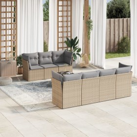 Gartensofa-Set mit beigen Kissen 8 Stück PE-Rattan von , Gartensets - Ref: Foro24-3217279, Preis: 554,16 €, Rabatt: %