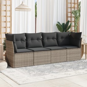 4-teiliges Gartensofa-Set und graue synthetische Rattankissen von , Gartensets - Ref: Foro24-3217230, Preis: 244,99 €, Rabatt: %