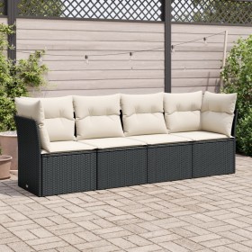 4-teilige Gartensofagarnitur mit schwarzen synthetischen Rattankissen von , Gartensets - Ref: Foro24-3217226, Preis: 264,99 €...