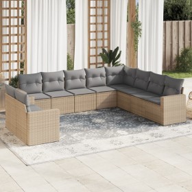 Gartensofa-Set mit beigen Kissen, 10-teilig, synthetisches Rattan von , Gartensets - Ref: Foro24-3219159, Preis: 666,08 €, Ra...