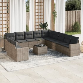 12-teiliges Gartensofa-Set mit grauen synthetischen Rattankissen von , Gartensets - Ref: Foro24-3219190, Preis: 793,48 €, Rab...