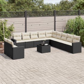 Gartensofa-Set 12-teilig mit schwarzen synthetischen Rattankissen von , Gartensets - Ref: Foro24-3219186, Preis: 784,13 €, Ra...