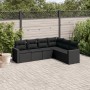 6-teiliges Gartensofa-Set und schwarze synthetische Rattankissen von , Modulare Sofas für den Außenbereich - Ref: Foro24-3251...