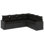 6-teiliges Gartensofa-Set und schwarze synthetische Rattankissen von , Modulare Sofas für den Außenbereich - Ref: Foro24-3251...