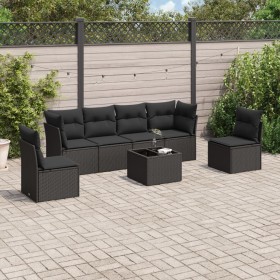 7-teiliges Garten-Essset und schwarze Kissen aus synthetischem Rattan von , Gartensets - Ref: Foro24-3249214, Preis: 461,30 €...