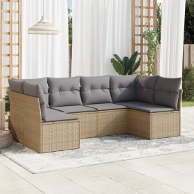 Gartensofa-Set mit Kissen, 6-teilig, beiges synthetisches Rattan von , Gartensets - Ref: Foro24-3249228, Preis: 435,56 €, Rab...