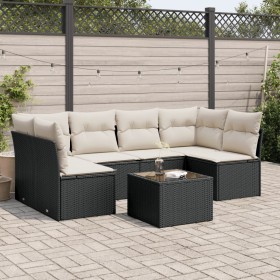 7-teiliges Garten-Essset und schwarze Kissen aus synthetischem Rattan von , Gartensets - Ref: Foro24-3249235, Preis: 410,99 €...