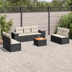 8-teiliges Gartensofa-Set und schwarze synthetische Rattankissen von , Gartensets - Ref: Foro24-3225398, Preis: 479,17 €, Rab...