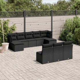 Gartensofa-Set 10-teilig mit schwarzen synthetischen Rattankissen von , Gartensets - Ref: Foro24-3250124, Preis: 603,16 €, Ra...