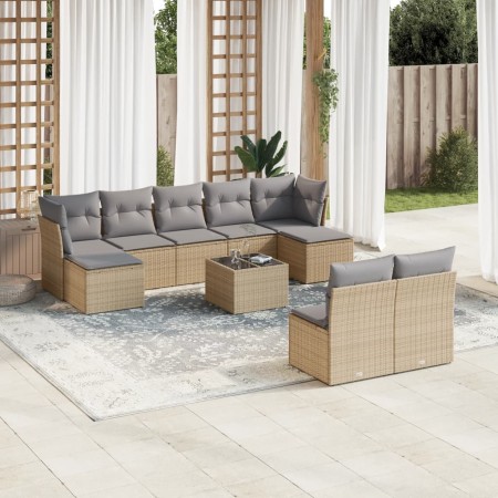 Gartensofa-Set mit beigen Kissen, 10-teilig, synthetisches Rattan von , Gartensets - Ref: Foro24-3250118, Preis: 666,15 €, Ra...