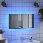 Sonoma gray acrylic LED light bathroom mirror cabinet 90x12x45 cm by , bathroom vanities - Ref: Foro24-834968, Price: 60,03 €...