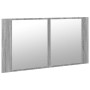 Sonoma gray acrylic LED light bathroom mirror cabinet 90x12x45 cm by , bathroom vanities - Ref: Foro24-834968, Price: 60,03 €...