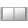 Sonoma gray acrylic LED light bathroom mirror cabinet 90x12x45 cm by , bathroom vanities - Ref: Foro24-834968, Price: 60,03 €...