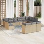 Garden sofa set with cushions 13 pieces beige synthetic rattan by , Garden sets - Ref: Foro24-3250288, Price: 941,99 €, Disco...