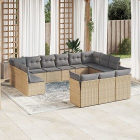 Garden sofa set with cushions 13 pieces beige synthetic rattan by , Garden sets - Ref: Foro24-3250288, Price: 968,76 €, Disco...